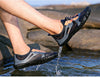 The shoes are amphibious shoes that can make sure you can enjoy your life on land or on water. You can use the aqua shoes in surfing, canyoning, kayaking, camping, zip-lining, swimming, jumping, river trekking, paddle rafting, snorkeling, raining, beach visiting, shopping, traveling, water aerobics, jogging, walking, any water playing or land playing.
